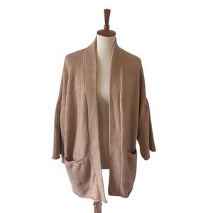 Lou & Grey tan open cardigan sweater with bell sleeves size small